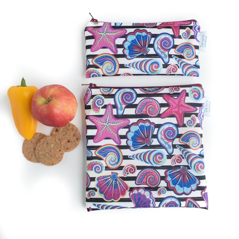 Reusable Snack and Sandwich Bag Set -Shells