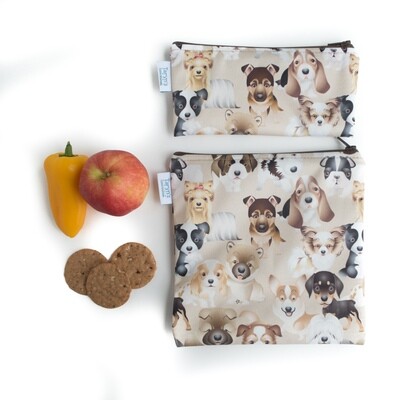Reusable Snack and Sandwich Bag Set -Dogs