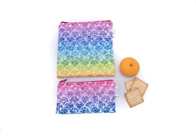 Reusable Snack and Sandwich Bag Set -Rainbow Scales