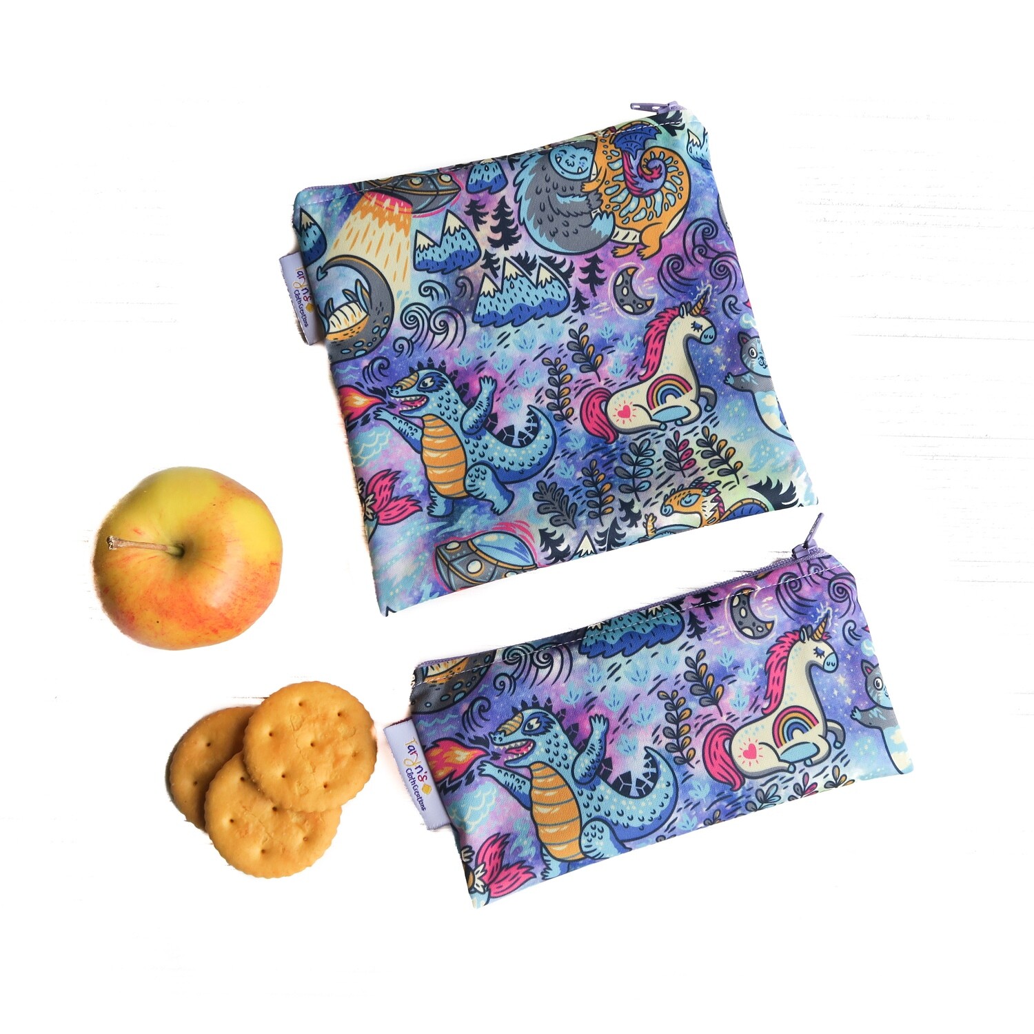 Reusable Snack and Sandwich Bag Set -Mythical Creatures