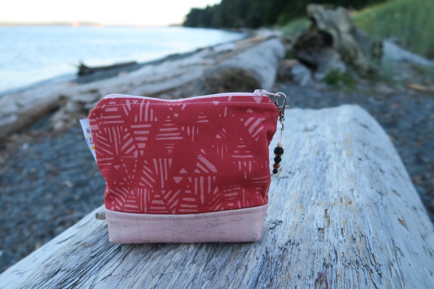 Small Carry Case -Red and Rose Gold Batik