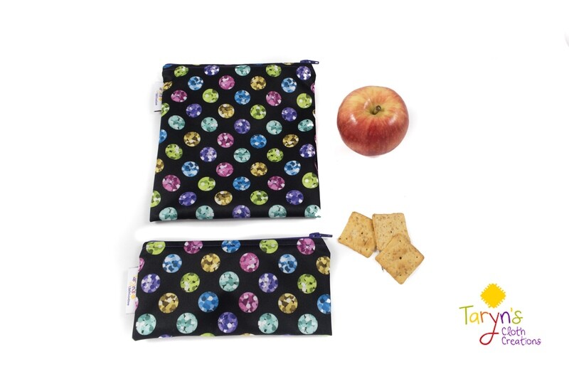 Reusable Snack and Sandwich Bag Set -Gems