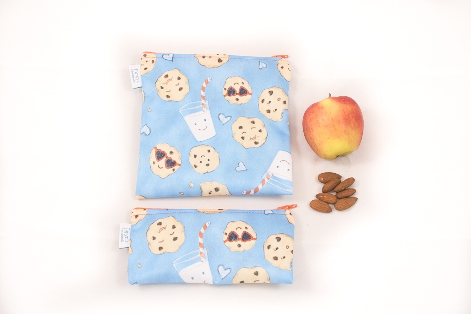 Reusable Snack and Sandwich Bag Set -Cookies and Milk