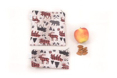 Reusable Snack and Sandwich Bag Set -Canadiana