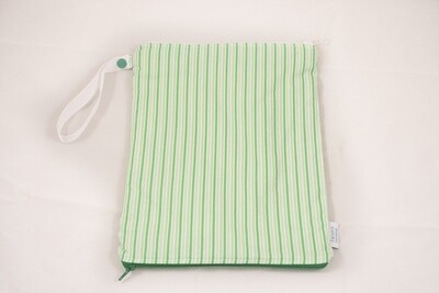 Medium Double-sided 9"x11” Wet/dry Bag -Green and White Stripe