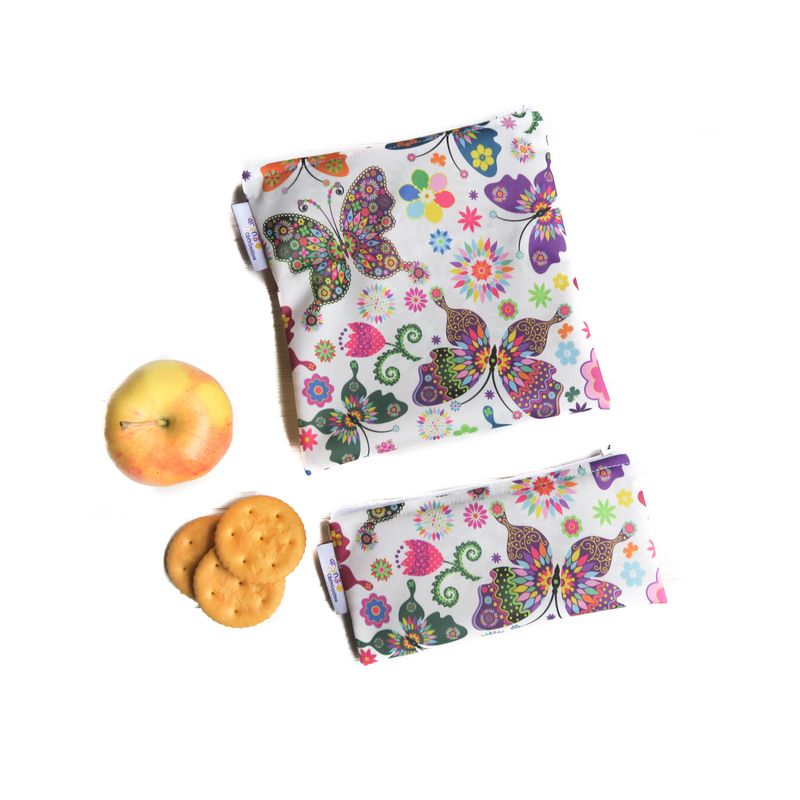 Reusable Snack and Sandwich Bag Set -Butterfly