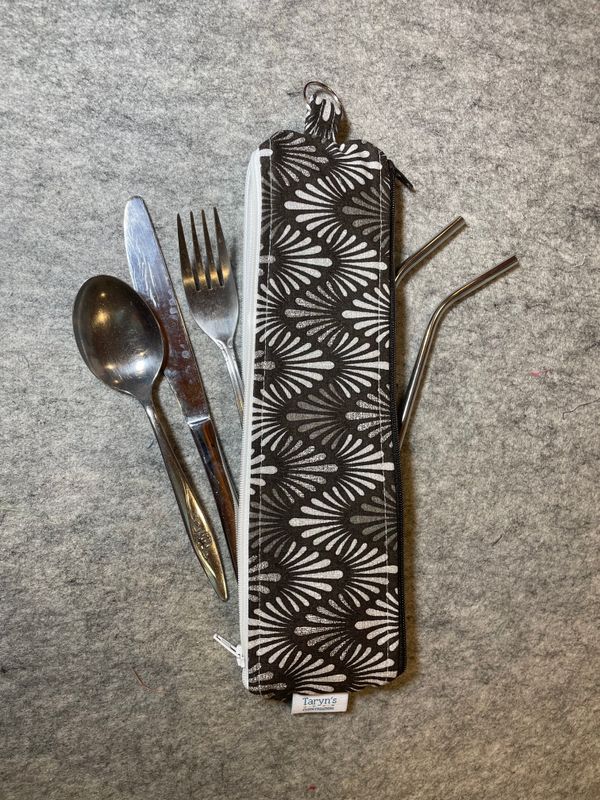 Reusable Straw Bag, double sided - Zig Zag