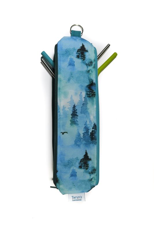 Reusable Straw Bag, double sided -Trees