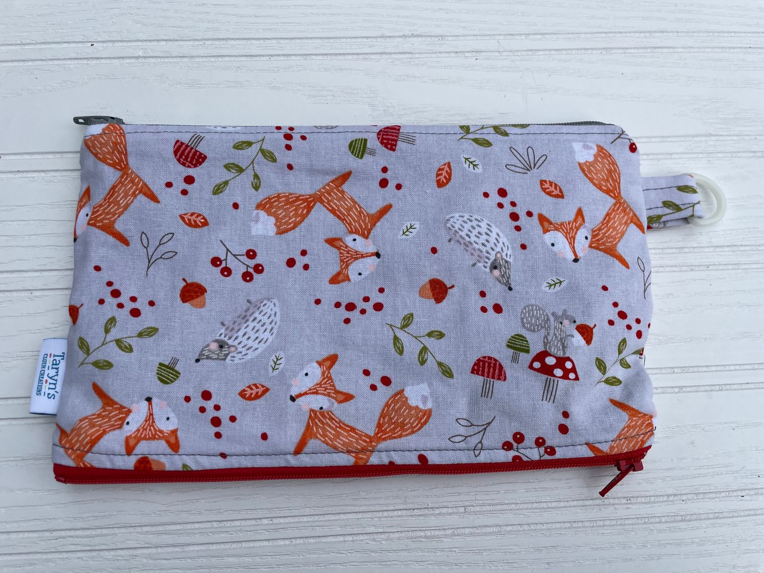 Small Double-sided Wet/dry Bag -Foxes and Mushrooms