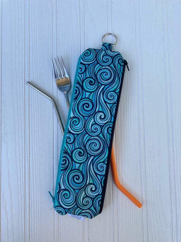Reusable Straw Bag, double sided -Waves
