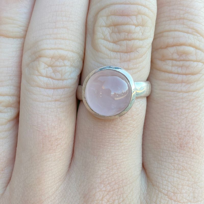 Rose Quartz Round Ring Sz 8