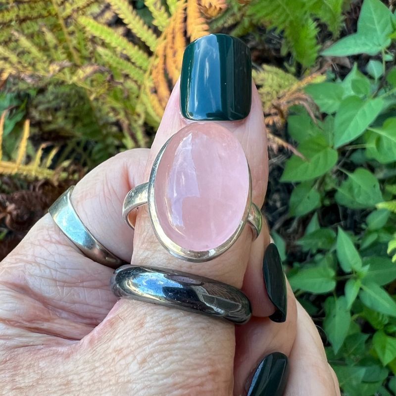 Rose Quartz Ring Sz12 Oval