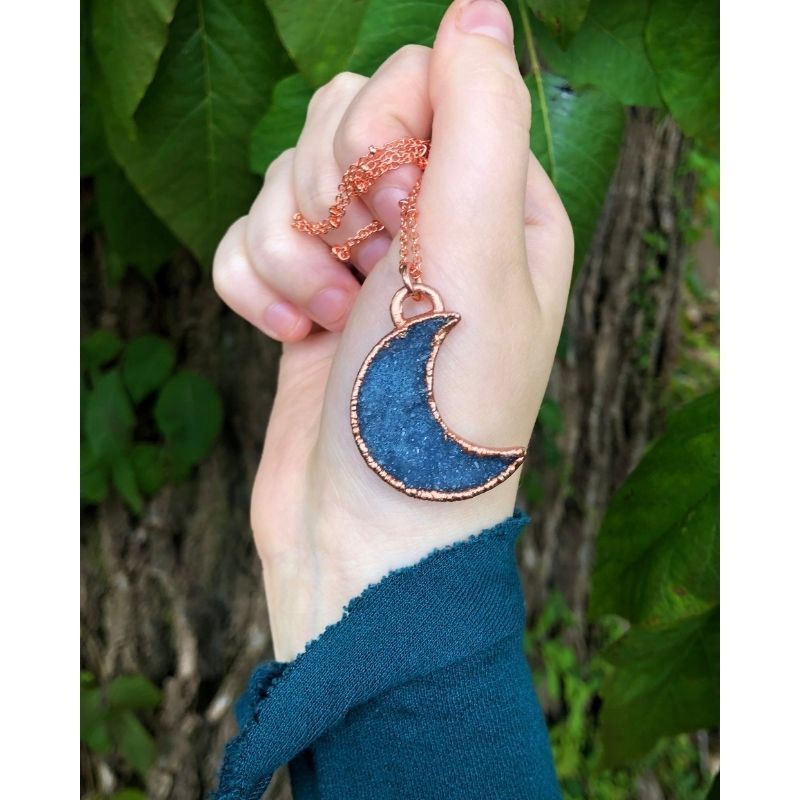Druzy Crescent Moon Necklace