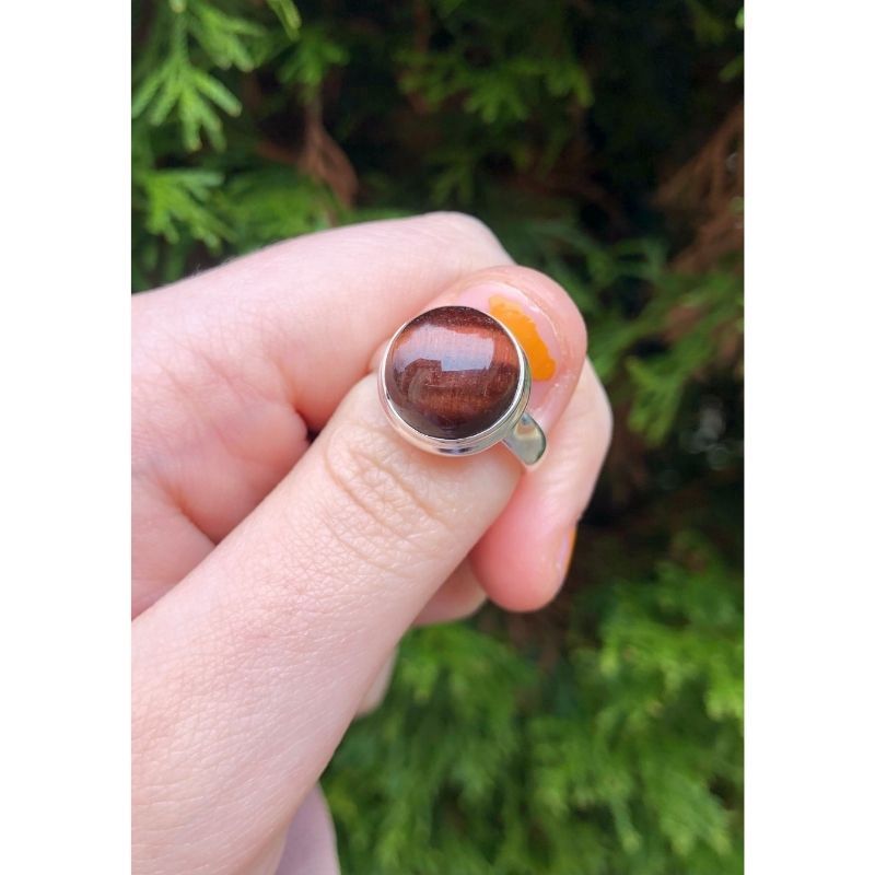 Red Tiger Eye Ring Sz8 Round
