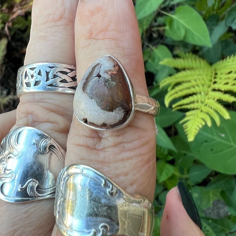 Copper Agate Ring Sz8 Drop