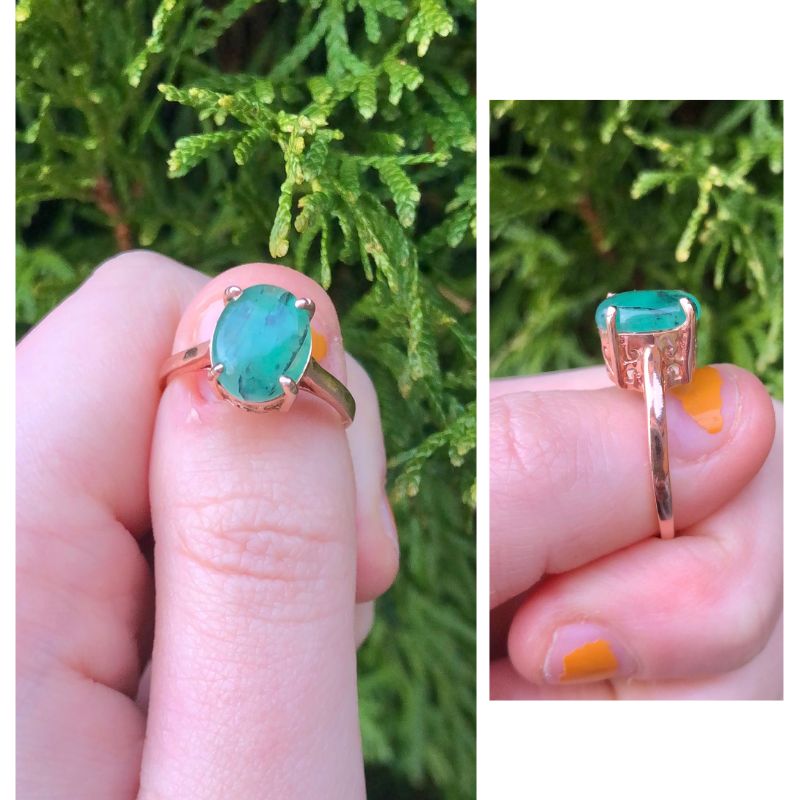 Emerald Vermeil Gold Ring Sz6