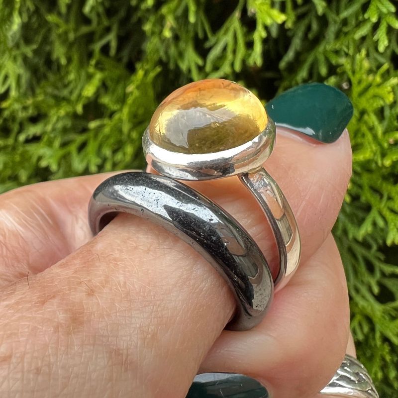 Citrine Round Ring Sz 12