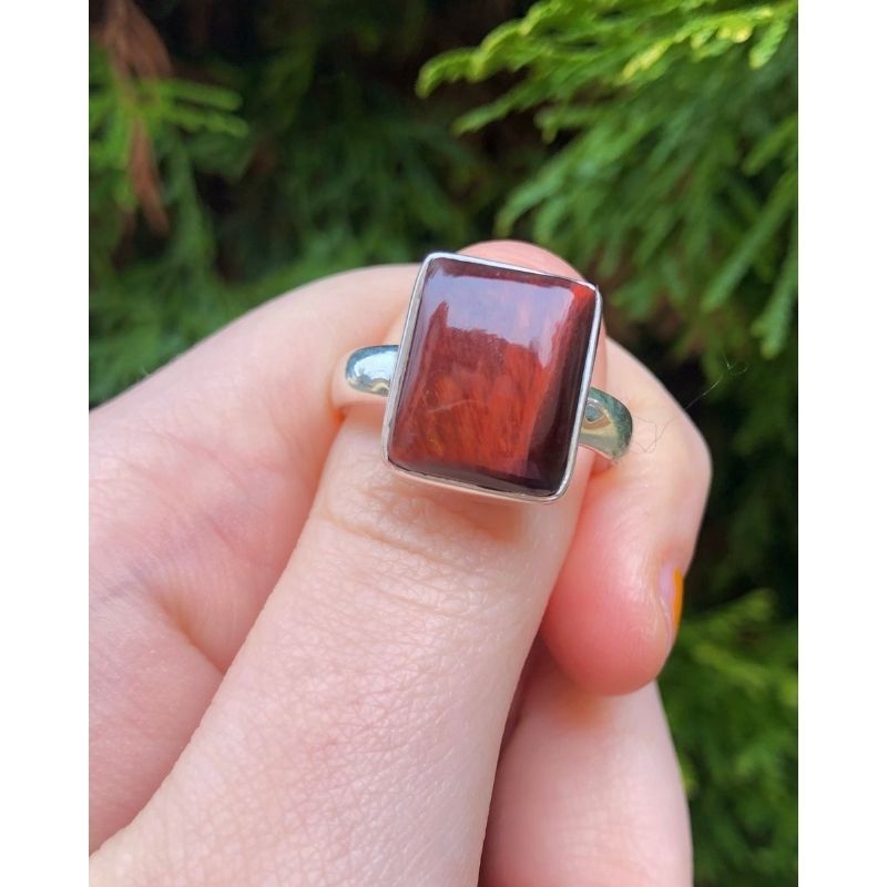 Red Tiger Eye Ring Sz10 Square