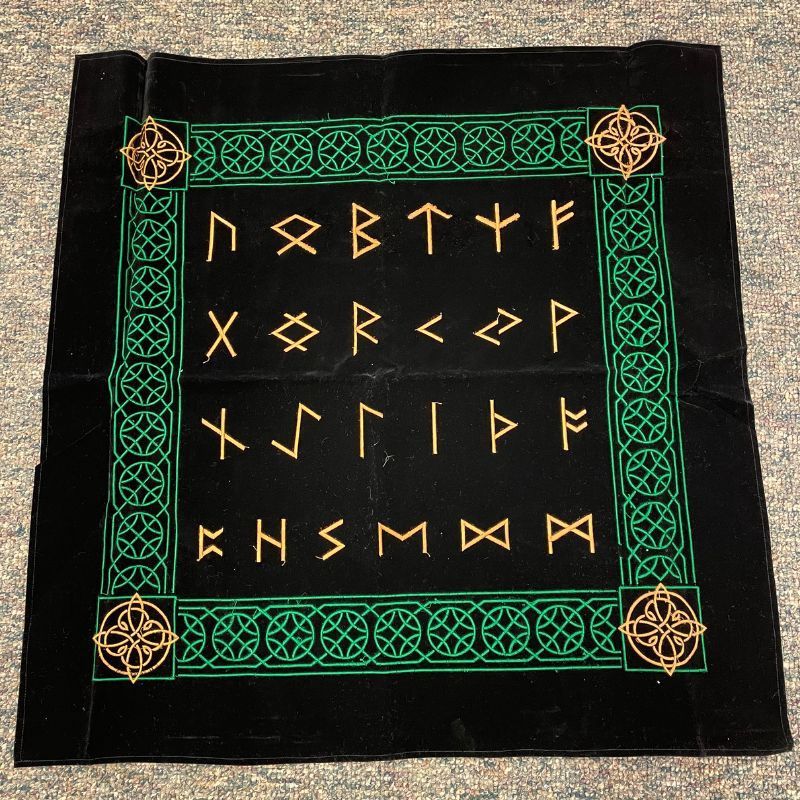 Embroidered Tarot Reading Mat Runes