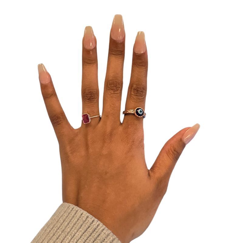 Pink ToAz Emerald Cut Ring Sz 10