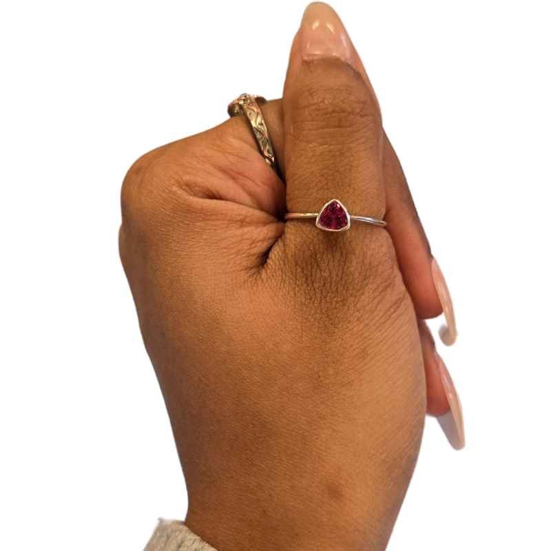 Pink ToAz Faceted Teardrop Ring Sz 8