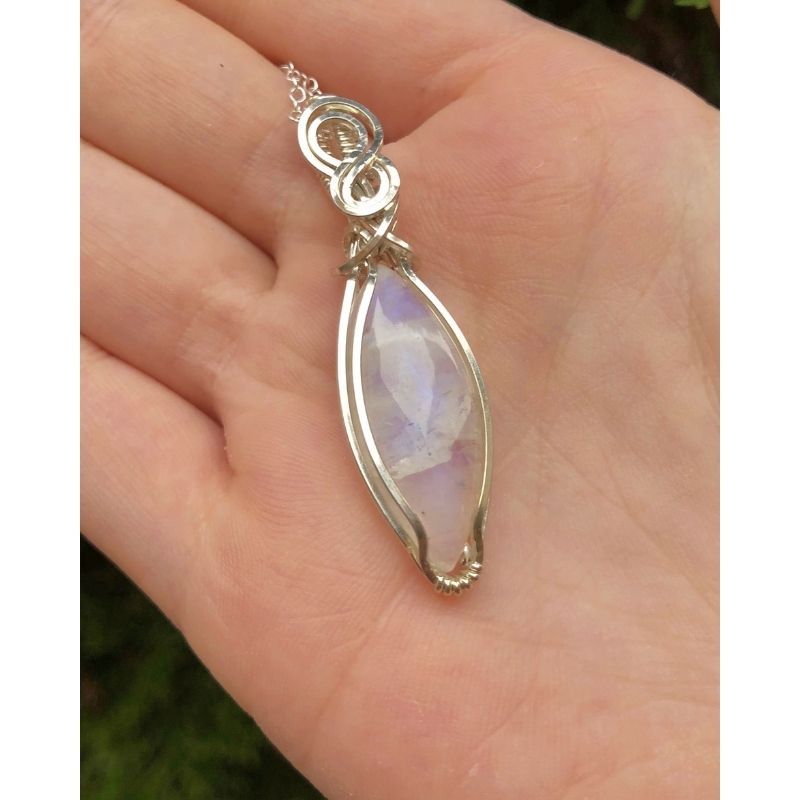 Rainbow Moonstone Argentium Silver Necklace