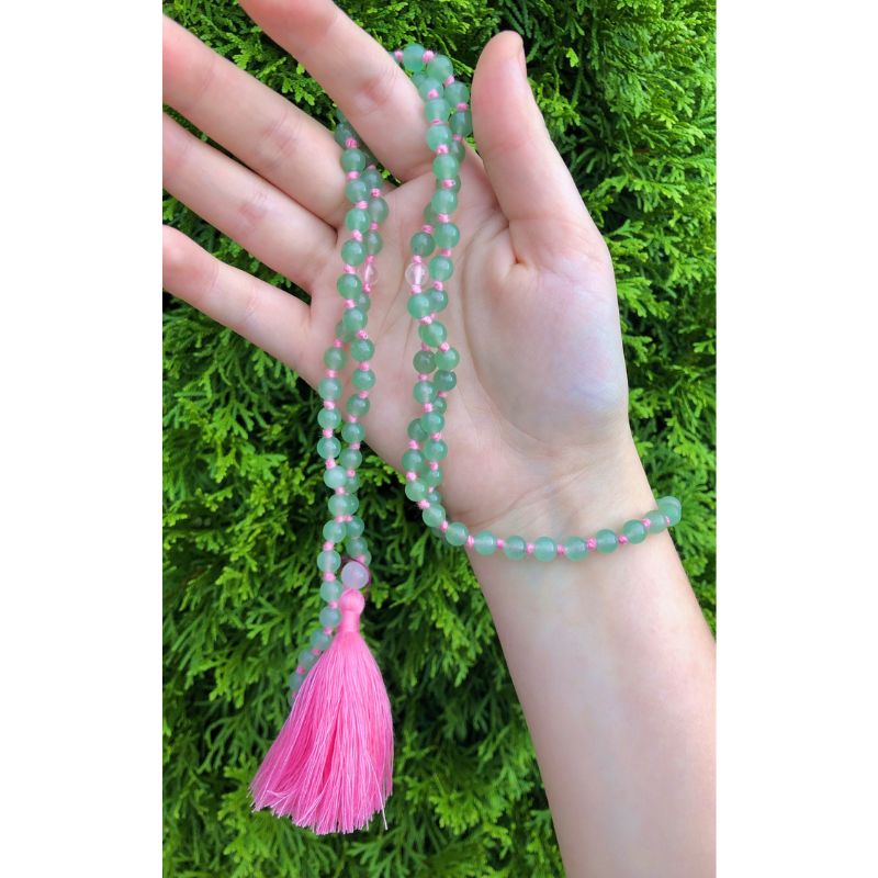 Green Aventurine Rose Quartz Mala