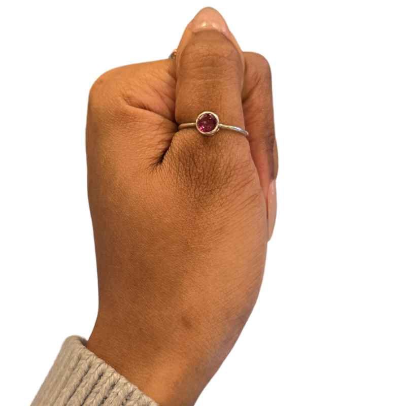 Pink ToAz Faceted Circular Ring Sz 7