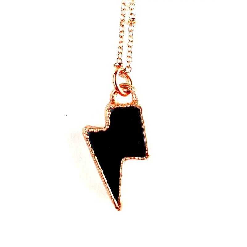 Obsidian Lightning Bolt Necklace