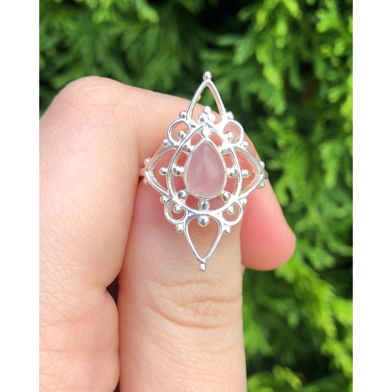 Rose Quartz Filigree Sz6