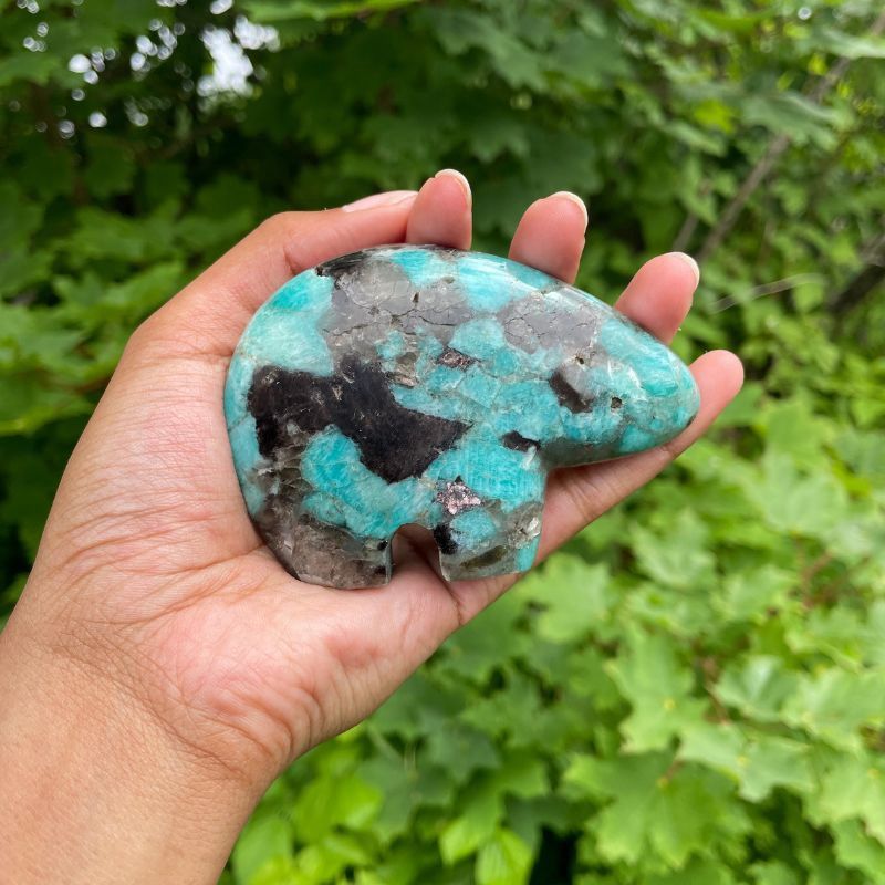 Amazonite Smoky Quartz Bear