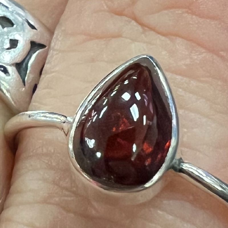 Garnet Drop Ring Size 5
