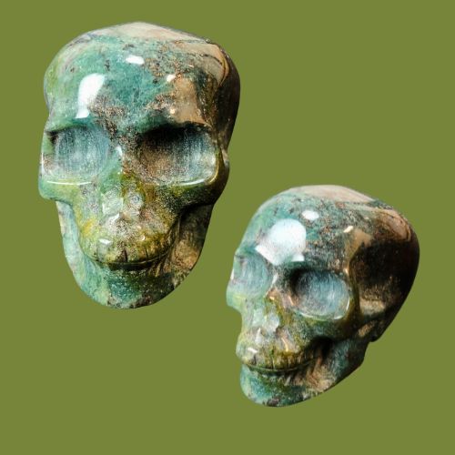 Green Jasper Skull