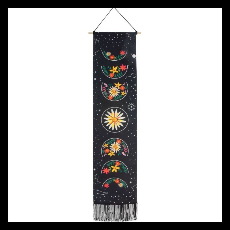 Floral Moon Fringed Banner