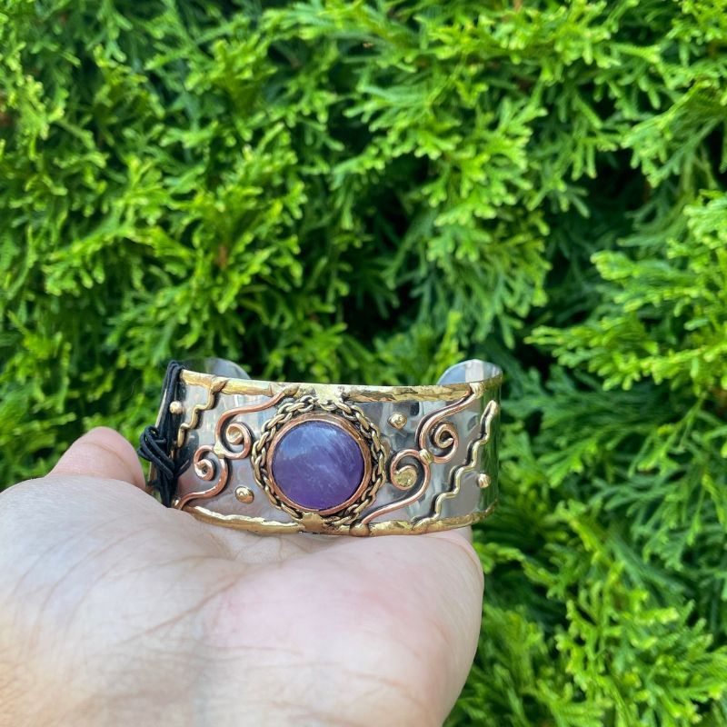Amethyst Narrow Cuff Bracelet