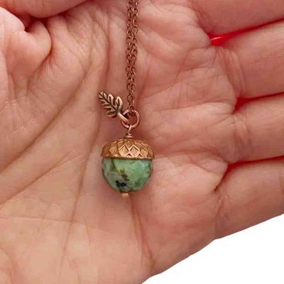African Turquoise Acorn Necklace