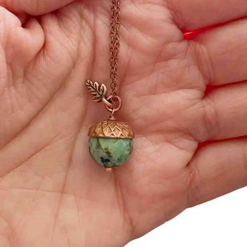 African Turquoise Acorn Necklace