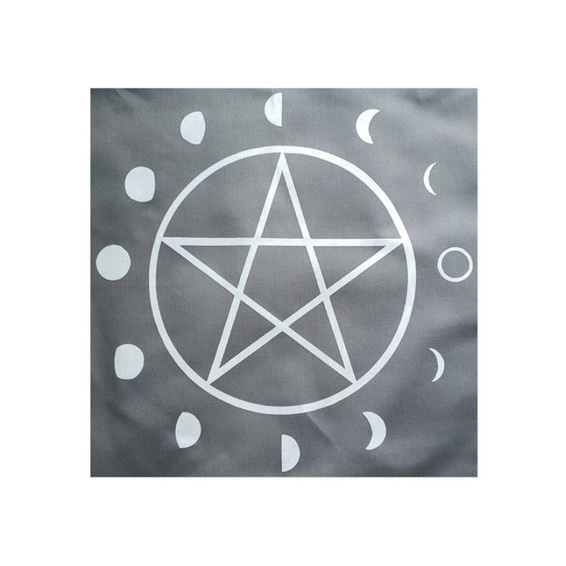 Grey Pentacle Moon Phase Altar Cloth