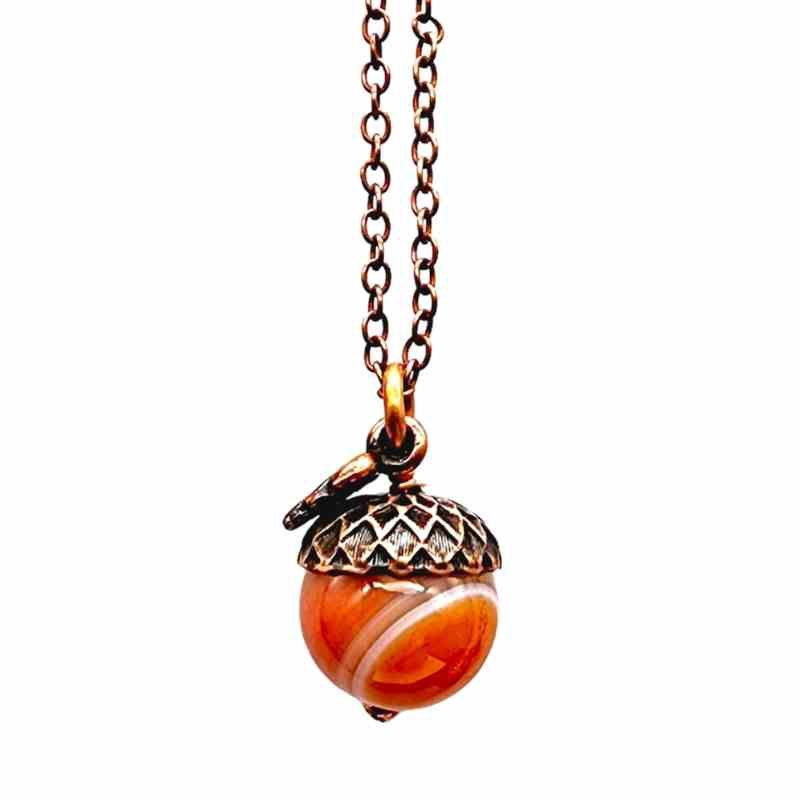 Carnelian Acorn Necklace