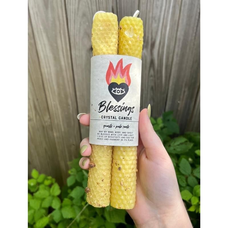 Blessings Honeycomb Beeswax Crystal Ritual Candle
