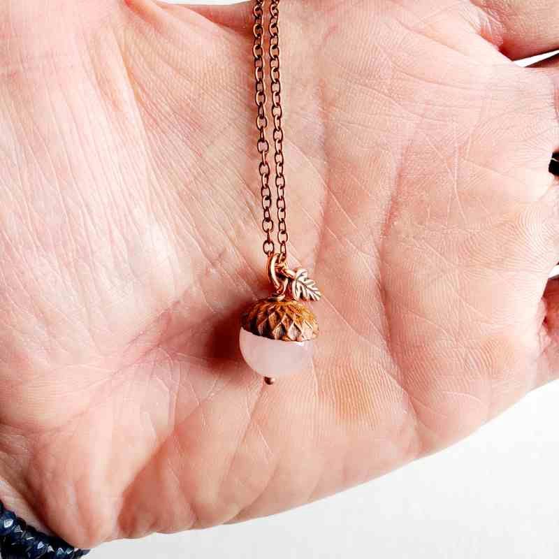 Rose Quartz Acorn Necklace
