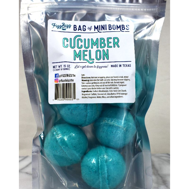 Cucumber Melon Bag Of Mini Bath Bombs