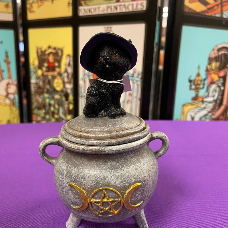 Black Cat On Cauldron Box
