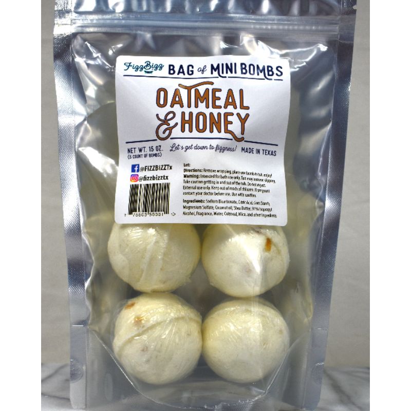 Oatmeal   Honey Bag Of Mini Bath Bombs