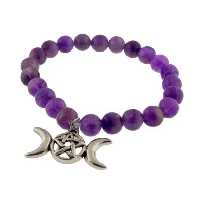Triple Moon Pentacle Amethyst Bracelet