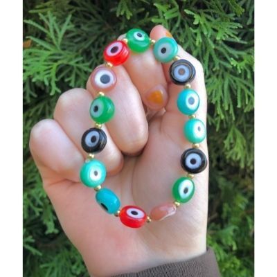 Multi Bead Evil Eye Bracelet