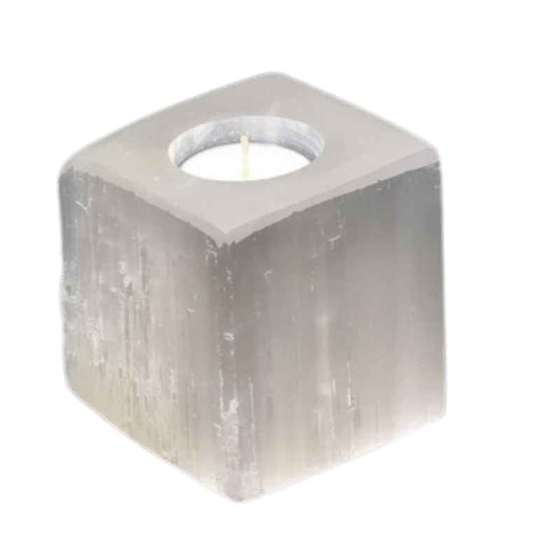 Selenite Mini Candle Holder Cube
