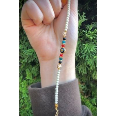White Evil Eye Bead Bracelet