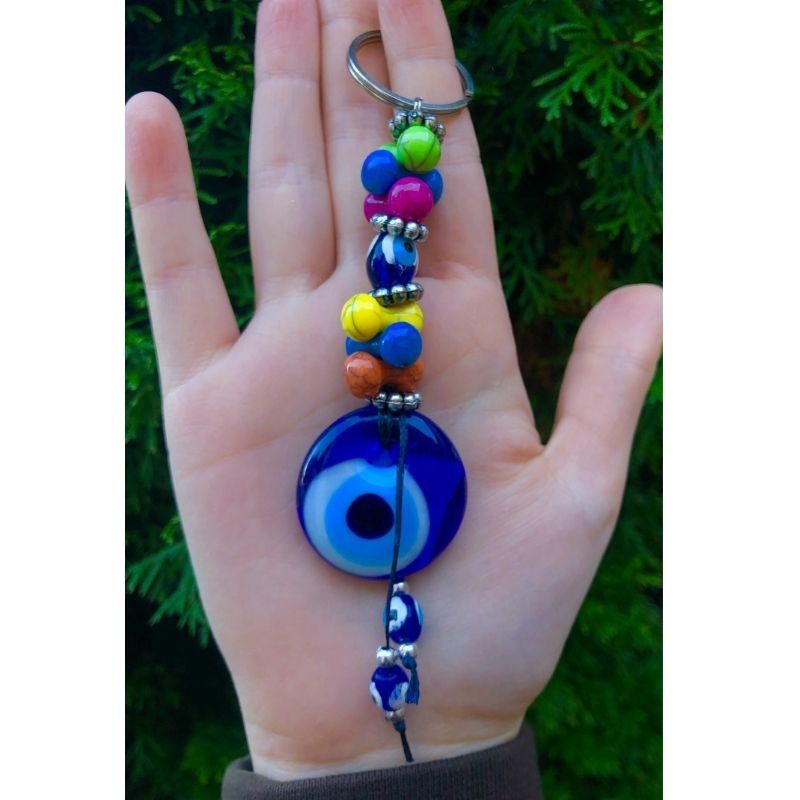 Evil Eye Glass Bead Keychain
