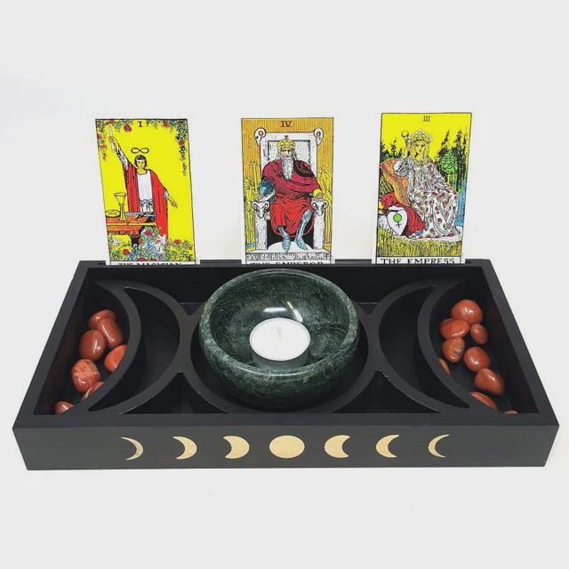 Triple Moon &amp; Moon Phase Tarot Card Holder